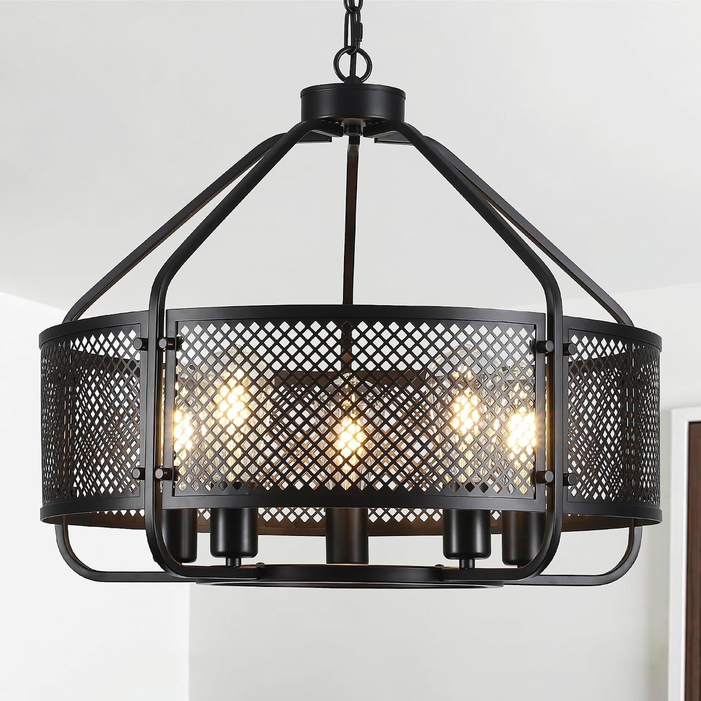 Candelabro negro 21pulg 5 luces moderno comedor sala