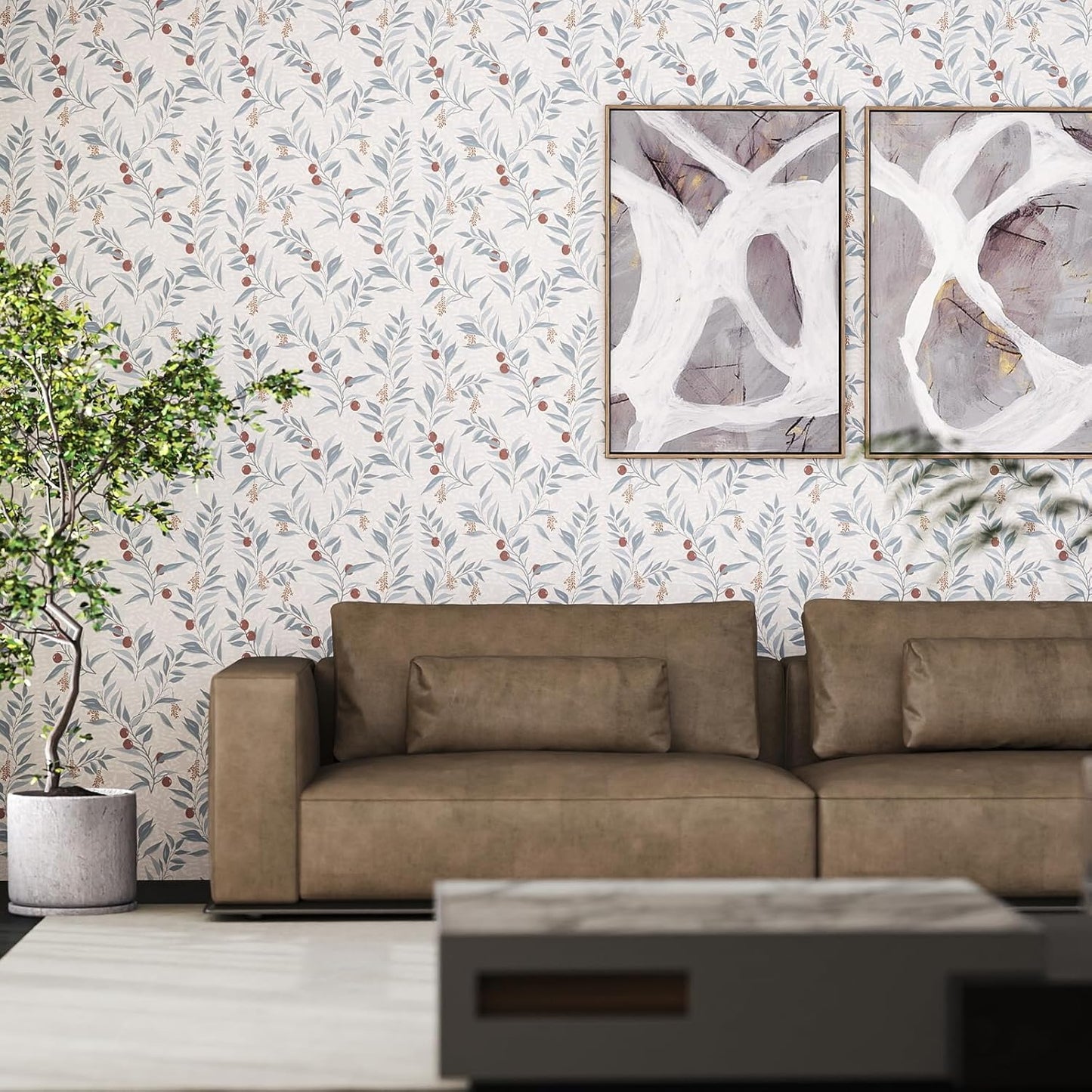 Papel tapiz bohemio botánico autoadhesivo extraíble