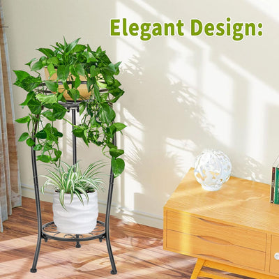 Soporte hierro 2 niveles para plantas interiores exteriores 20pulg