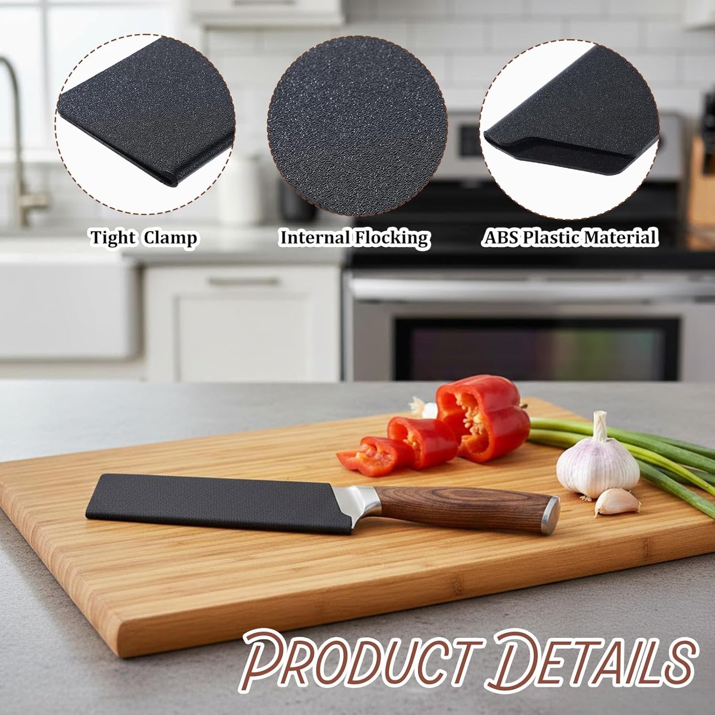 Funda para cuchillo de chef de 8 pulgadas ABS negro con forro de fieltro