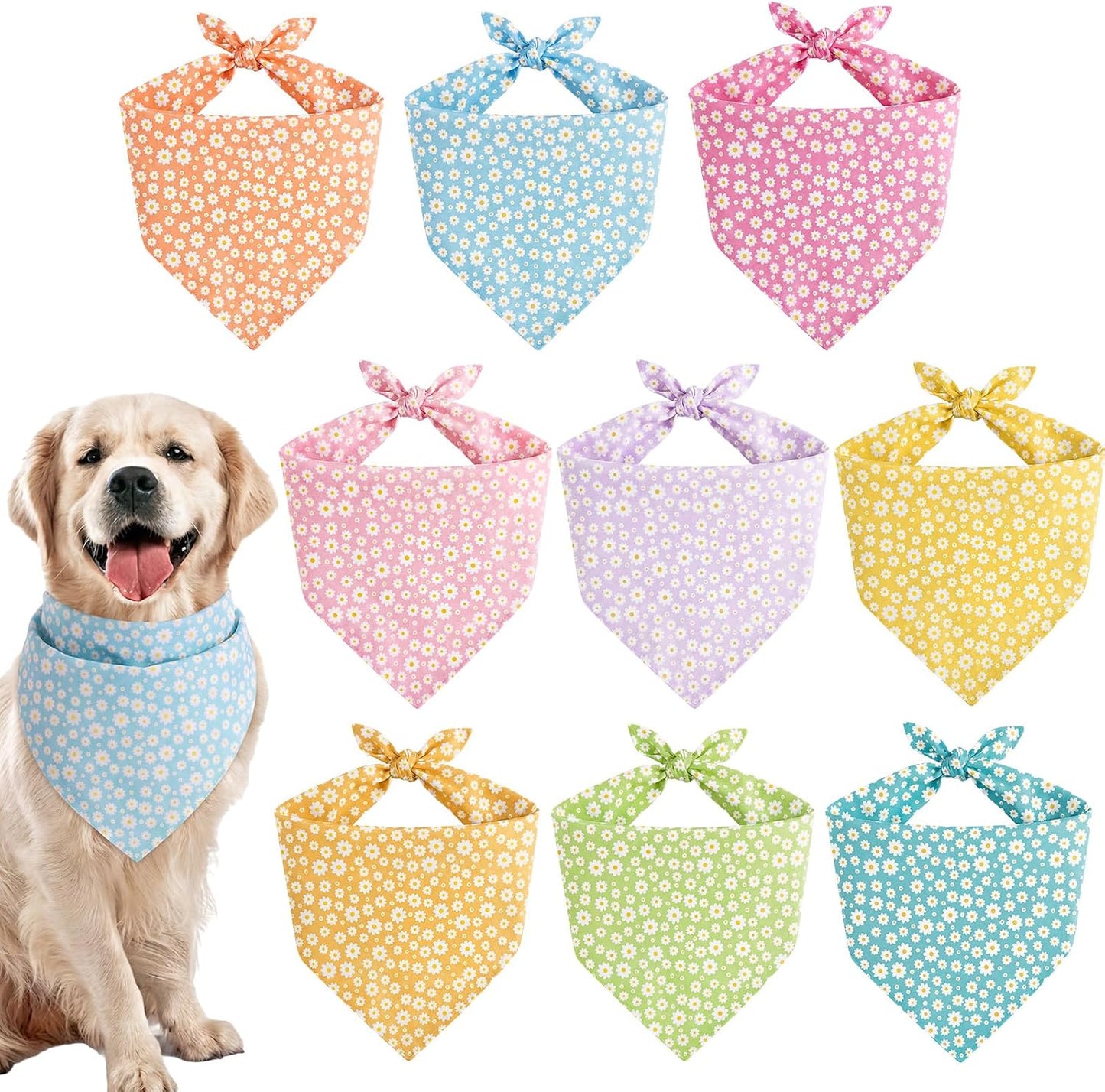 9 Pañuelos Verano Perro Diseño Floral Bufanda Ajustable Grande
