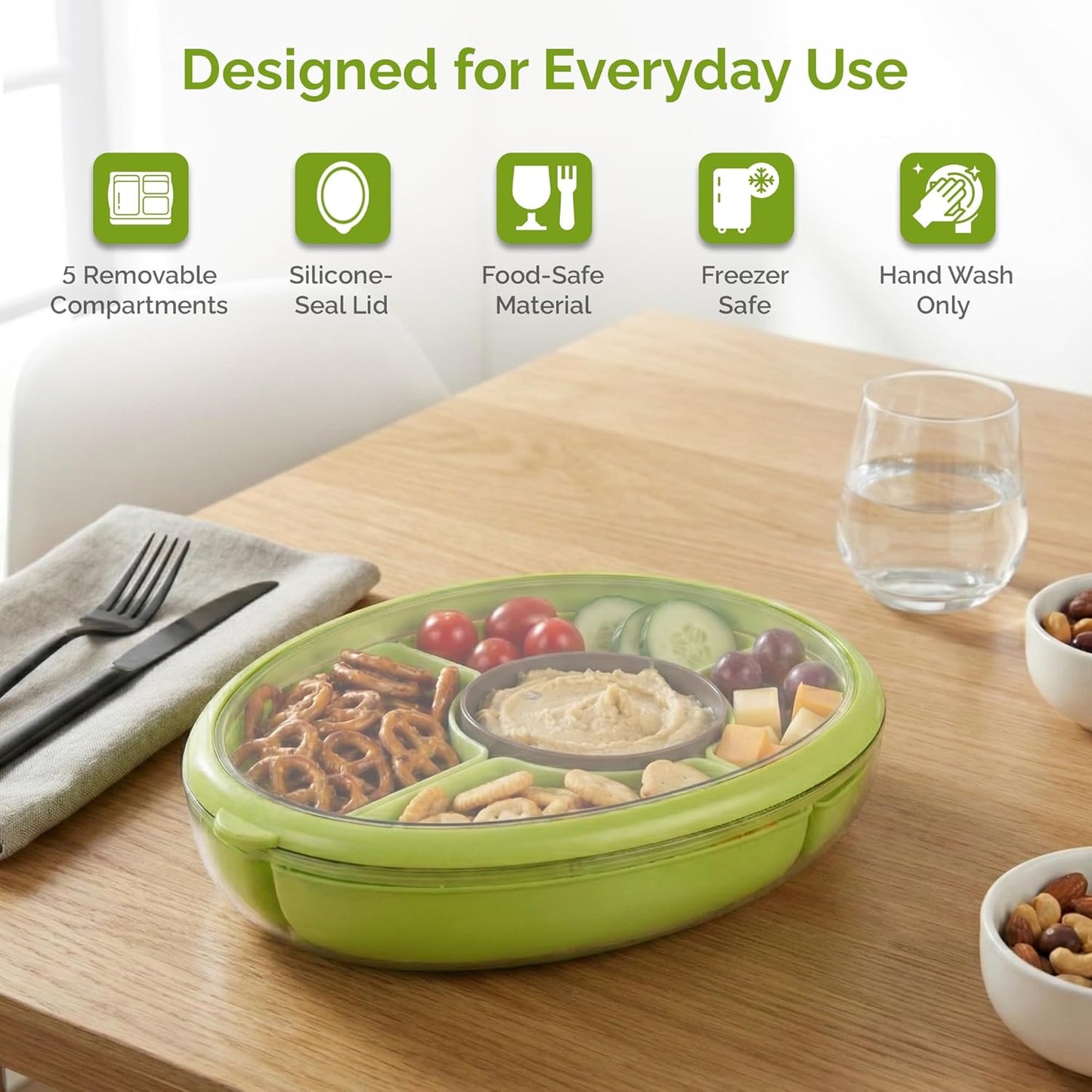 Recipiente para aperitivos en forma de aguacate con tapa de silicona sin BPA