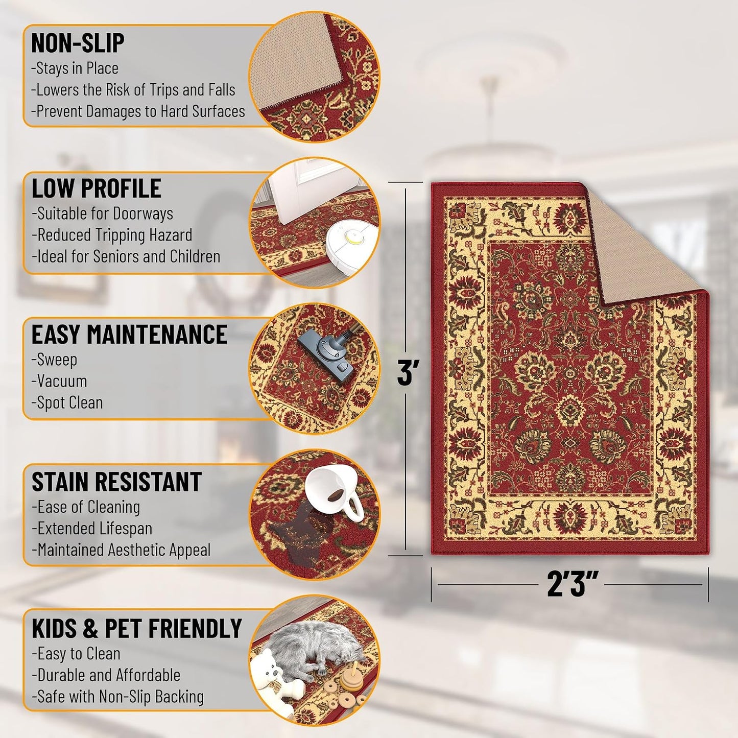 Tapete antideslizante entrada 2'3x3' para baño cocina dormitorio