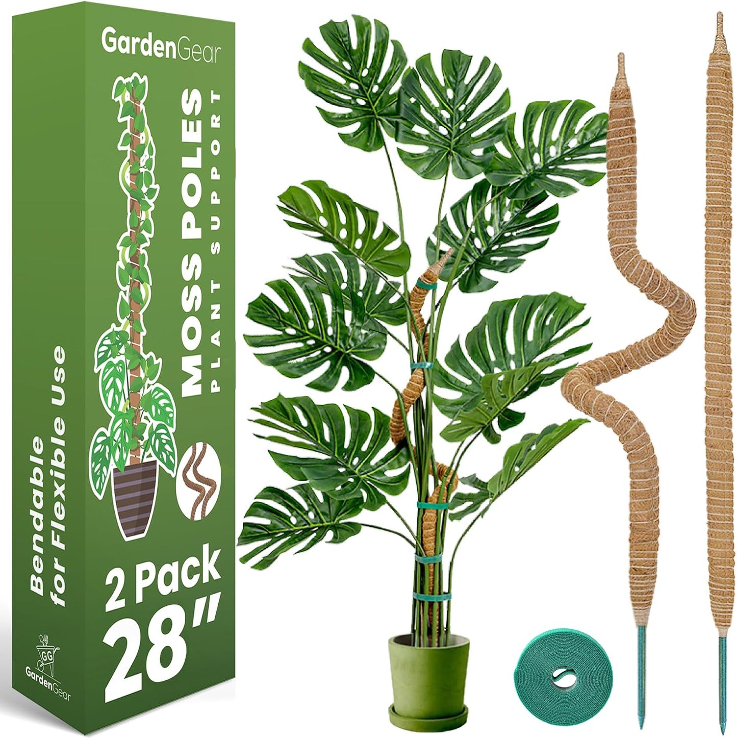 2 Postes Musgo Flexibles 28pulg Soporte Monstera Interior
