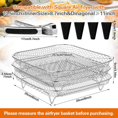 Estante apilable freidora aire acero inox patas silicona