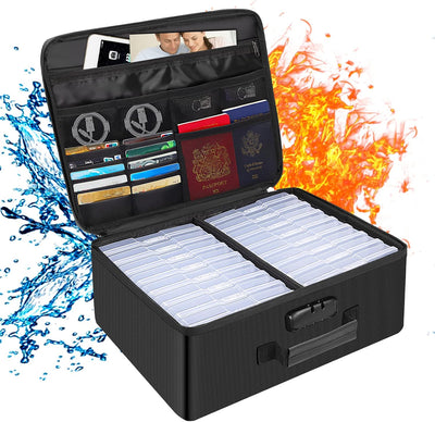 Caja fotos cerradura ignífuga 16 fundas 4x6pulg transparente