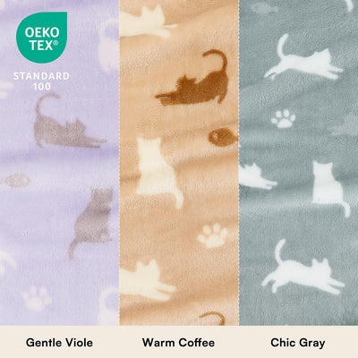 3 Mantas Forro Polar Estampado Gato Lavable para Perros y Gatos