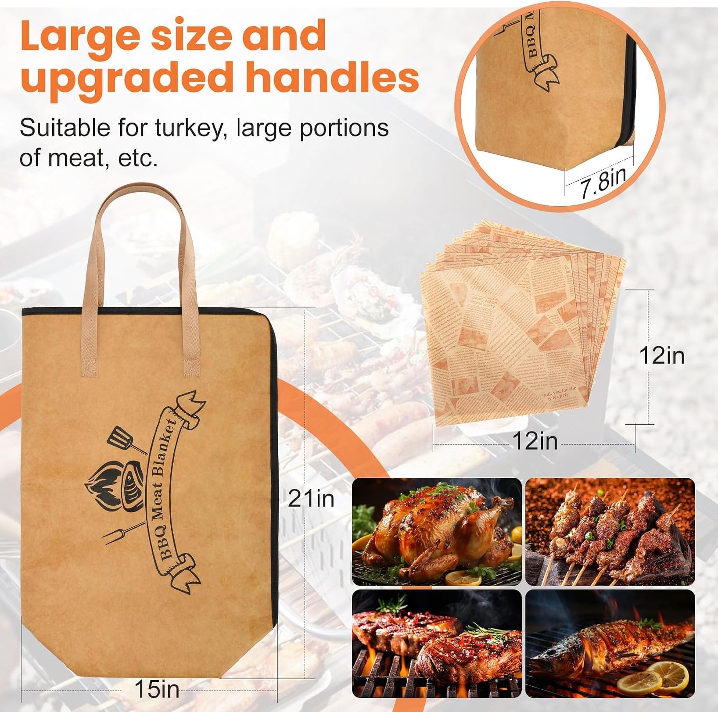 Manta barbacoa reutilizable con 10 papeles absorbentes
