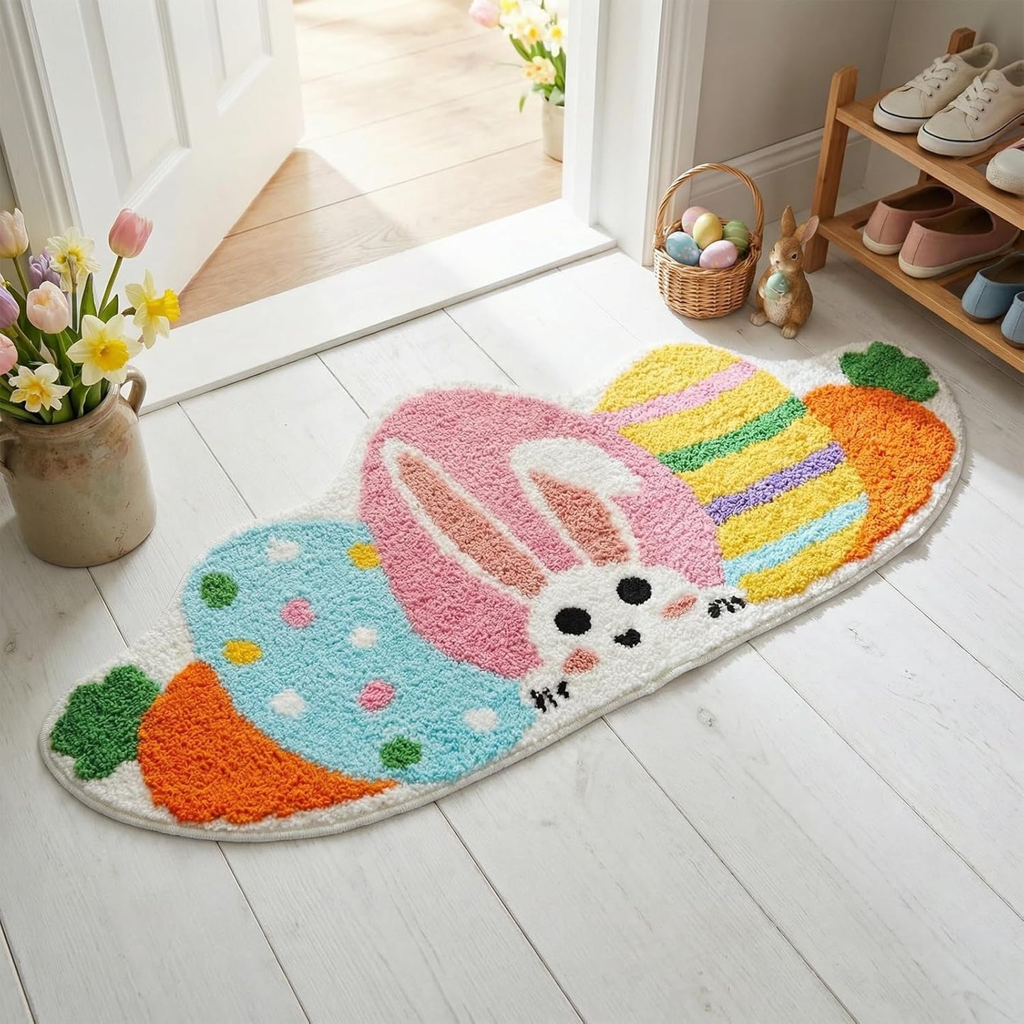Alfombra baño huevos Pascua 39x16pulg antideslizante suave