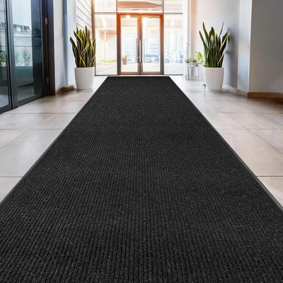 Tapete goma comercial 4x16ft negro perfil bajo