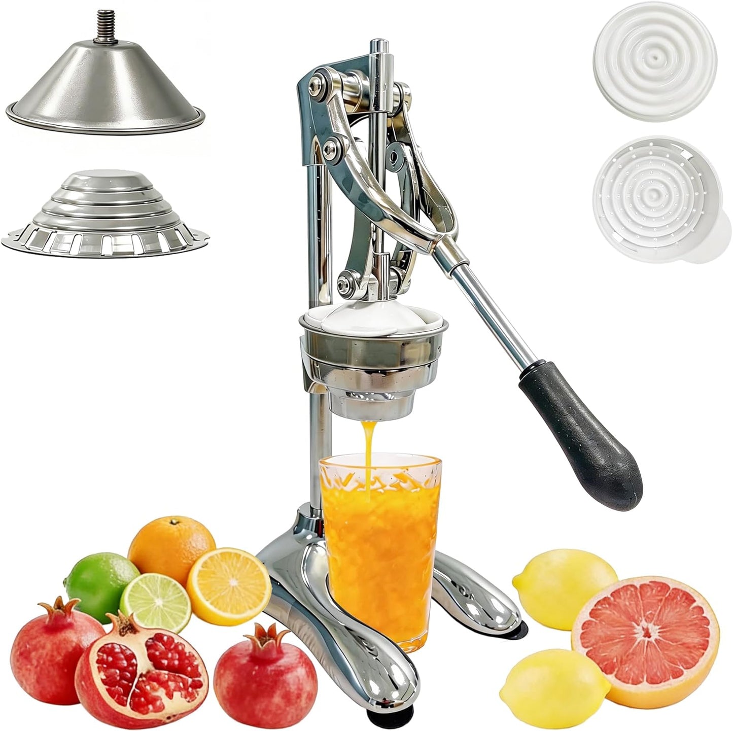 Exprimidor manual acero inox para cítricos plateado