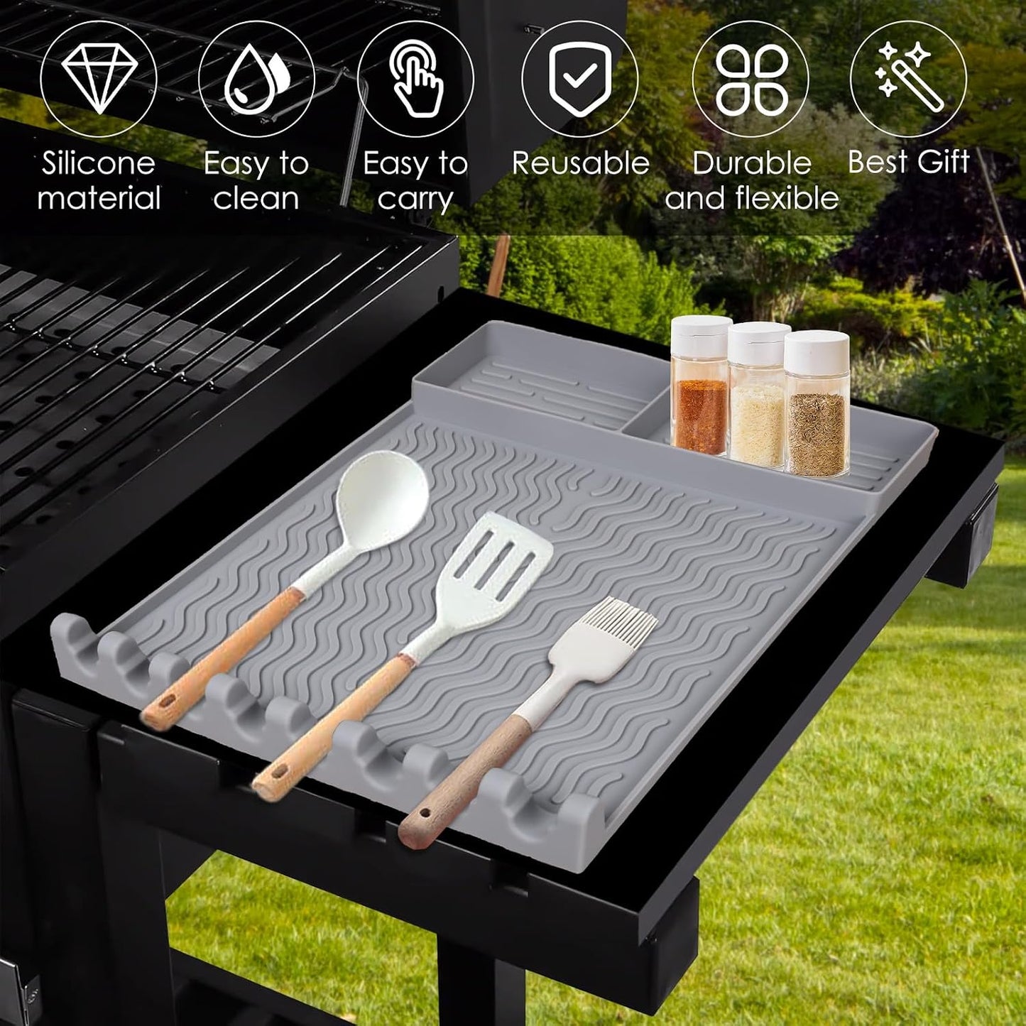 Alfombrilla silicona parrilla plana resistente grasa