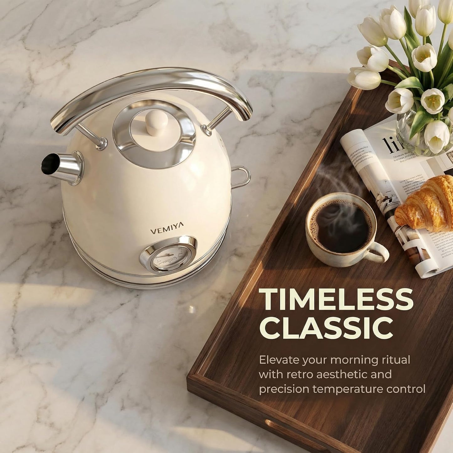 Hervidor eléctrico retro 1.7l acero inox brillo