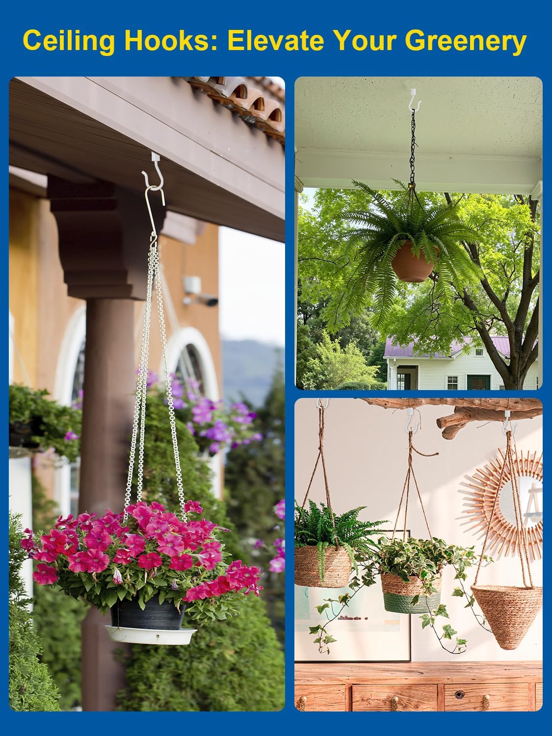 2 Pzas Perchas Techo Metal Blancas Resistentes para Plantas
