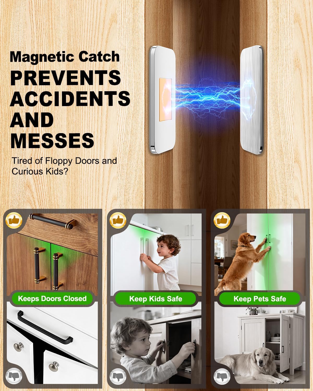 Set 4 Cierres Magnéticos Extra Fuertes para Puerta Gabinete