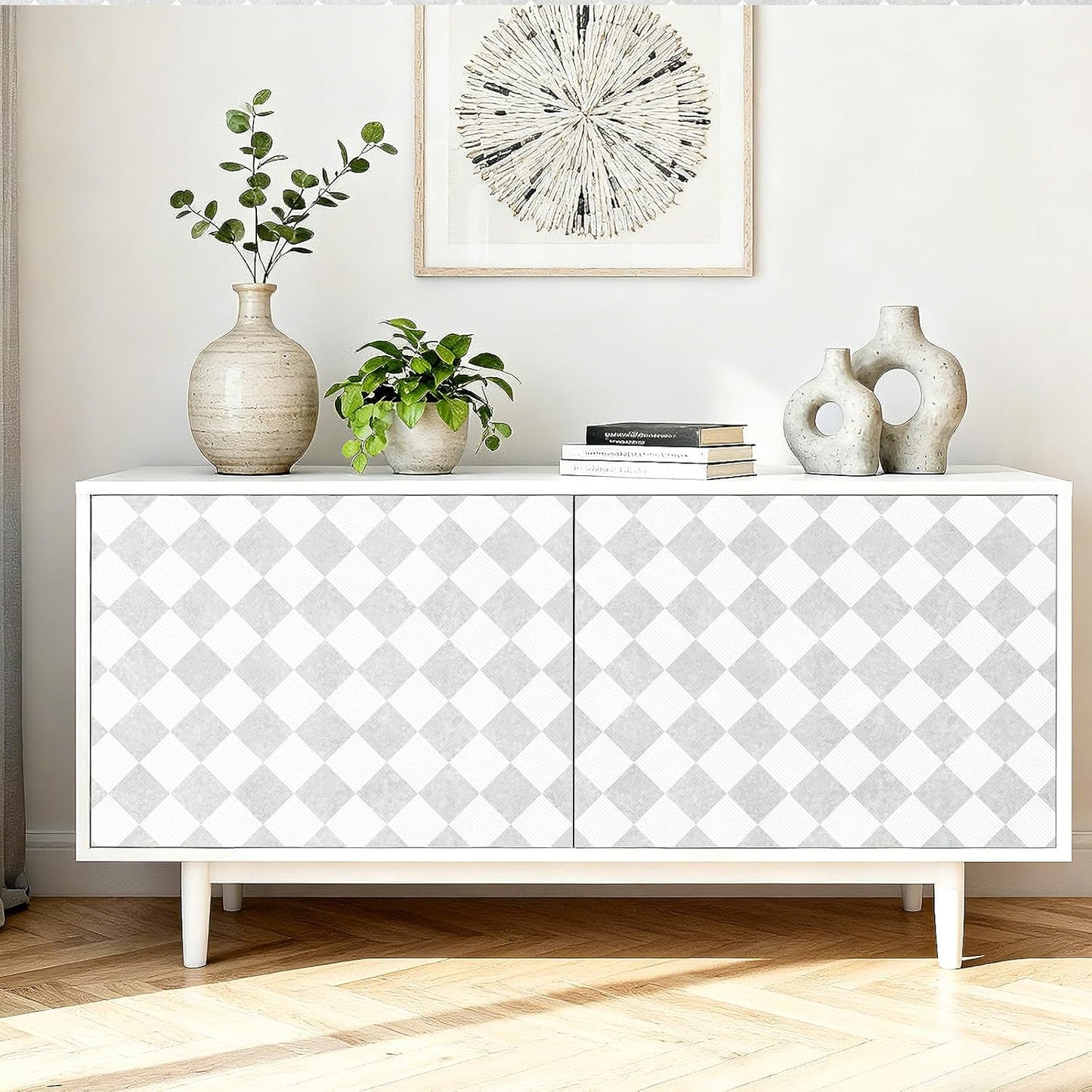 Papel tapiz a cuadros gris moderno para despegar y pegar