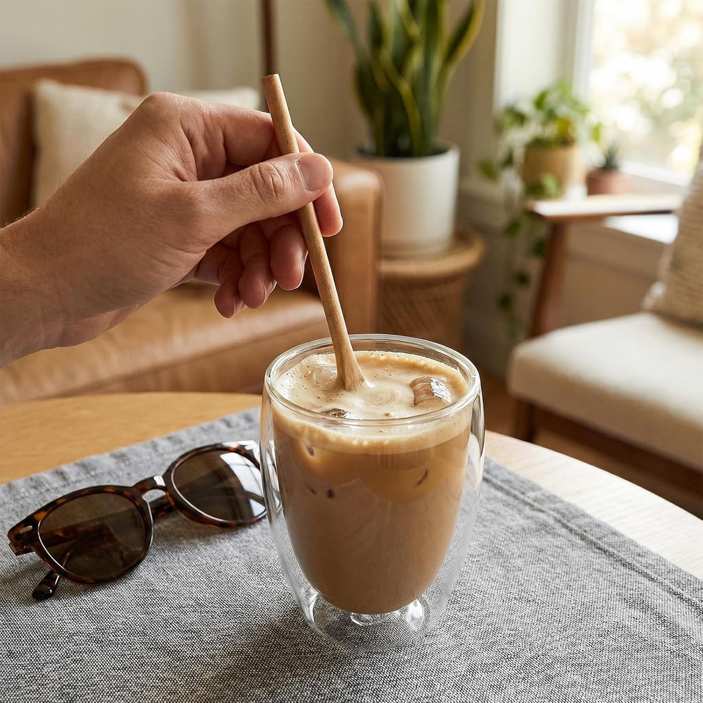 2 Cucharas Madera para Café Té Miel Mezclar Cocinar