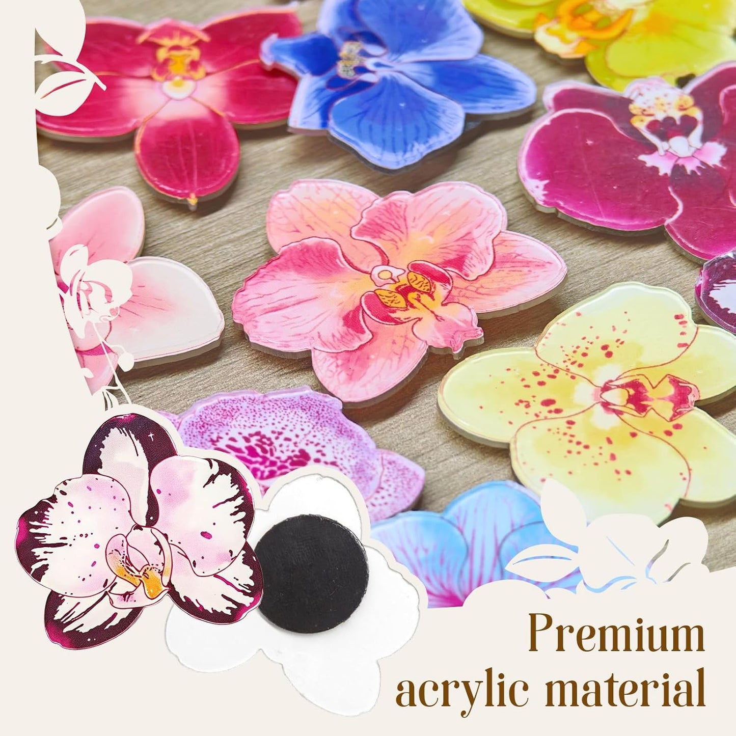 Imanes acrílicos orquídeas decoración cocina nevera