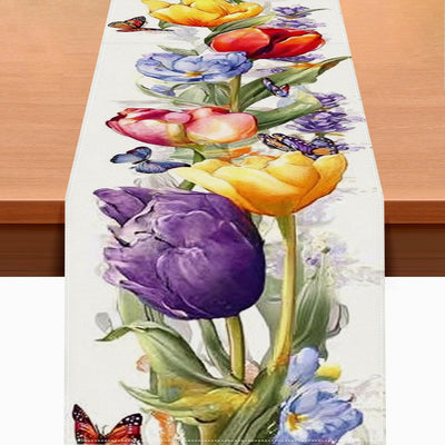 Camino de mesa floral de tulipanes 13 x 72 pulgadas decoración rústica para comedor cocina y hogar