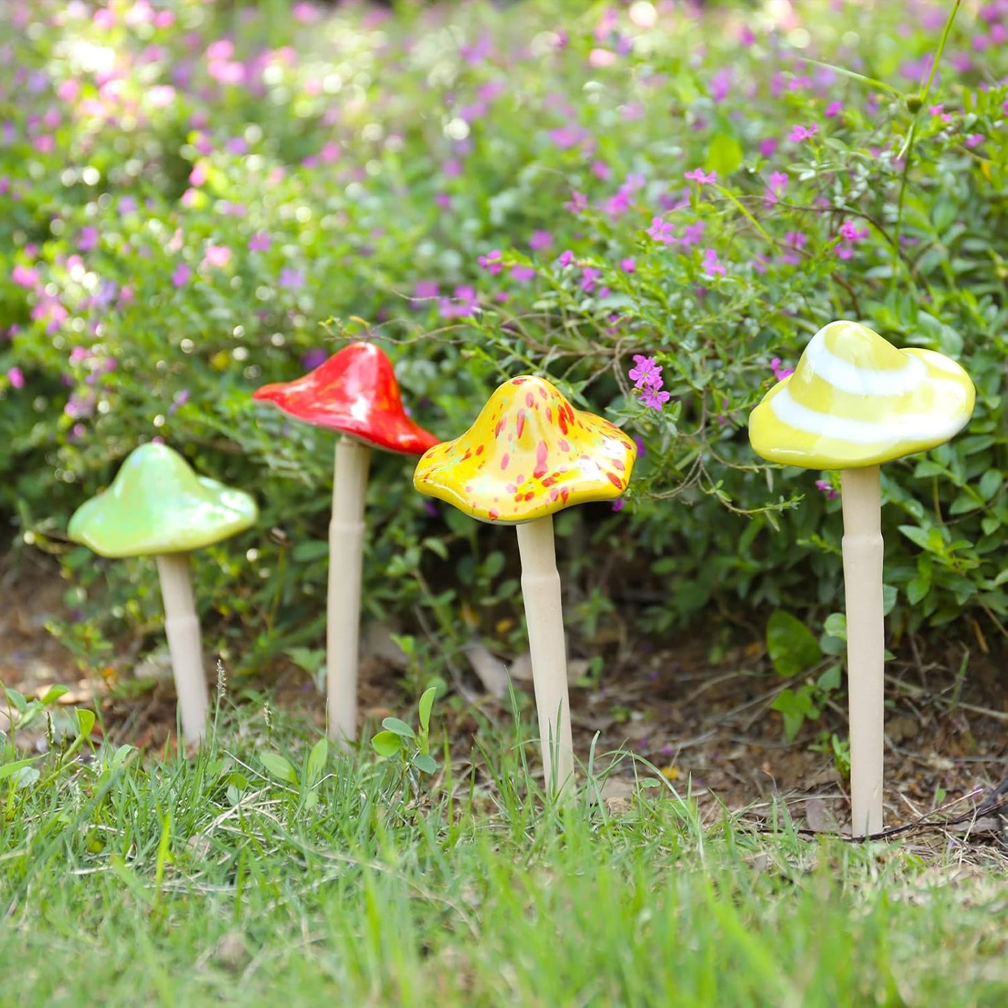 4 Pzas Hongos Cerámica Decoración Jardín