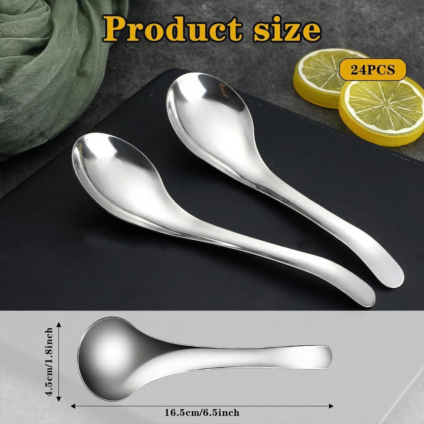 24 cucharas de sopa de acero inoxidable 6.5" para arroz y postres