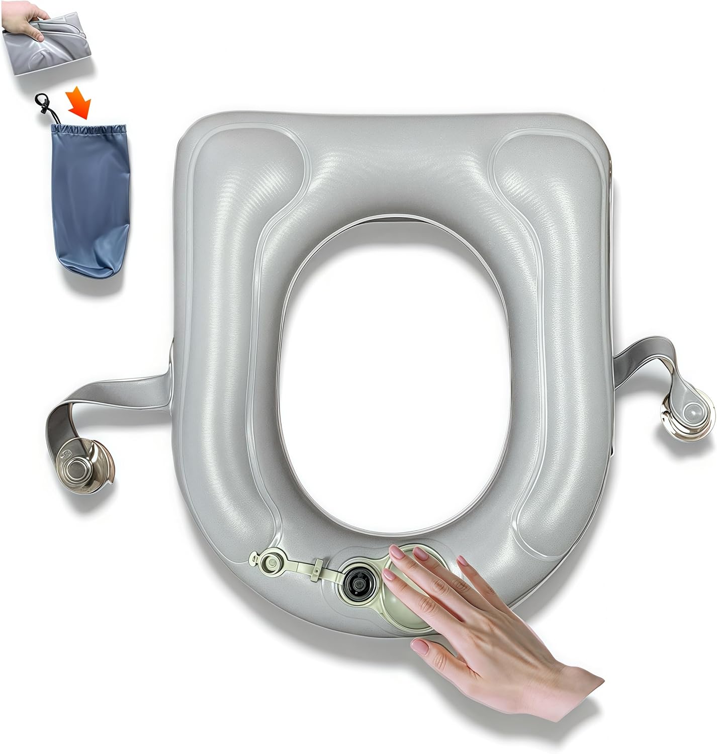 Elevador inflable asiento inodoro con ventosas gris