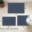 Set 3 Alfombras Baño Antiderrap Absorbentes U Forma Azul