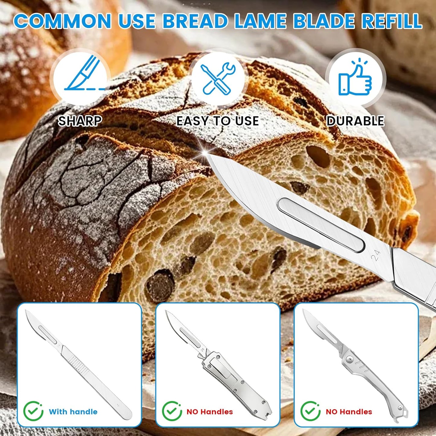 Herramienta de puntuación de masa cojo de pan con cuchillo profesional de acero inoxidable