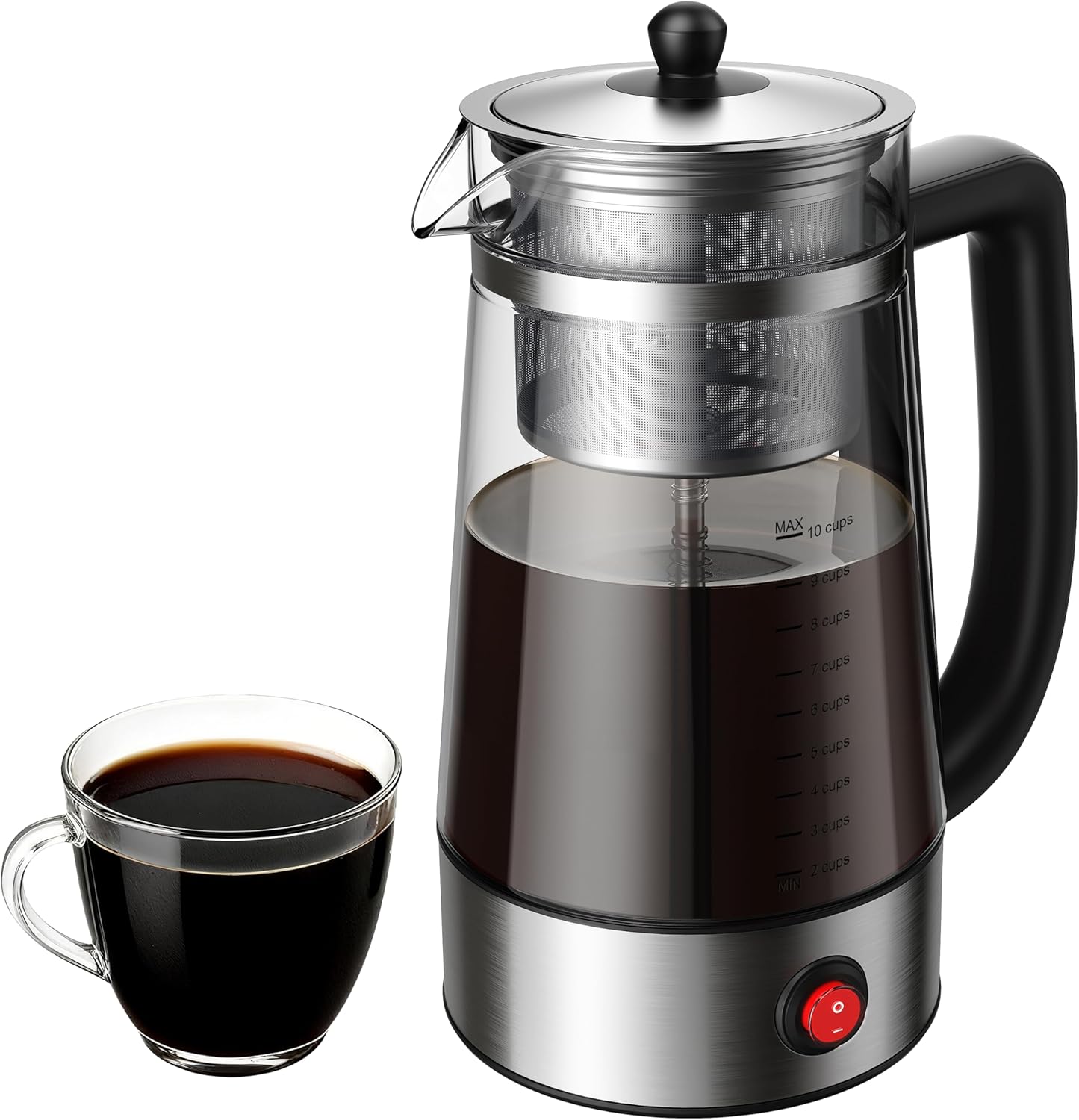 Cafetera eléctrica percoladora 10 tazas acero inox vidrio