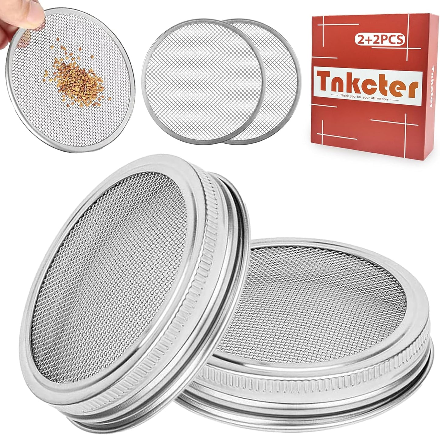 Kit tapa tarro germinación 4 filtros acero inox Mason
