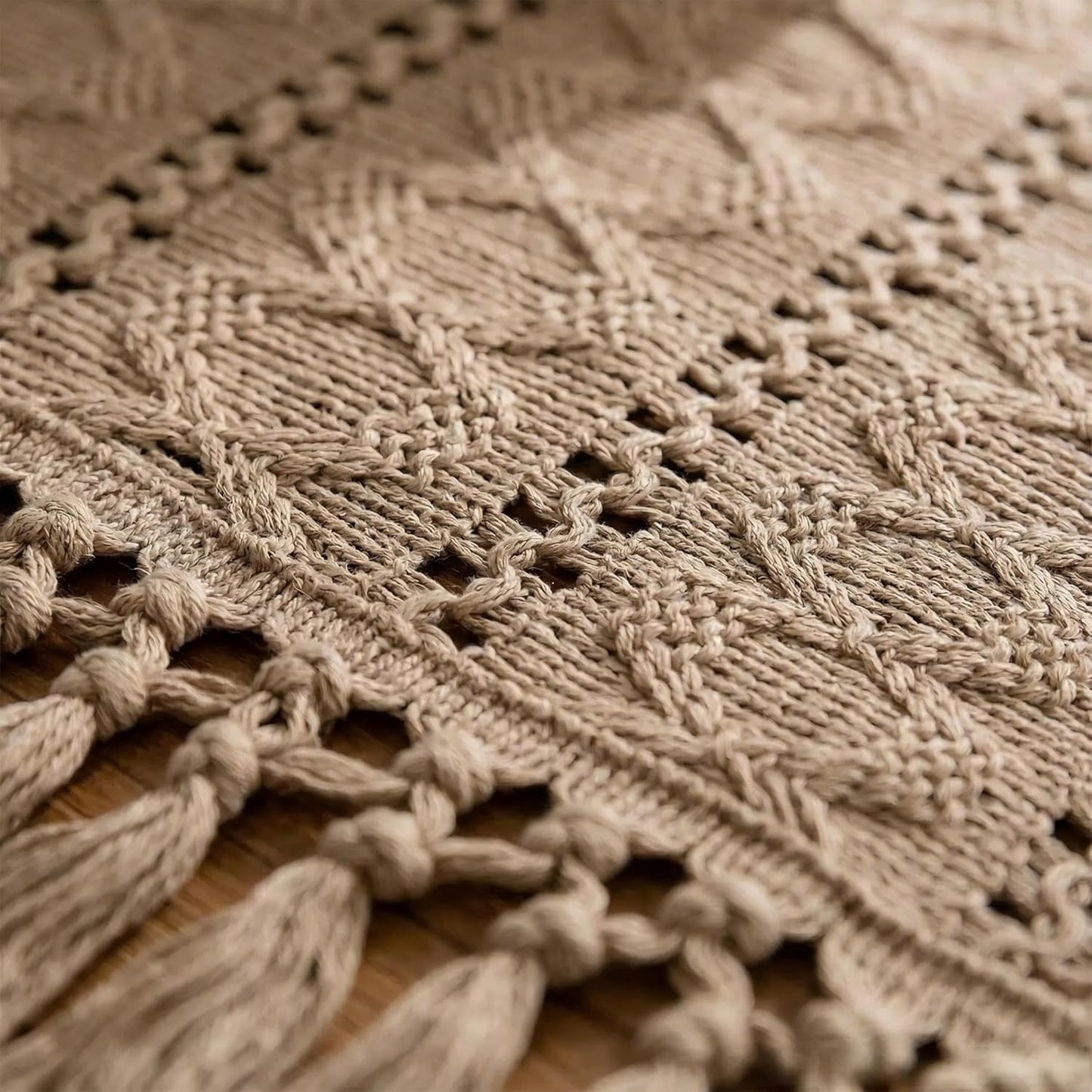 Camino de mesa corto bohemio de 36 pulgadas con borlas y bufanda de macramé