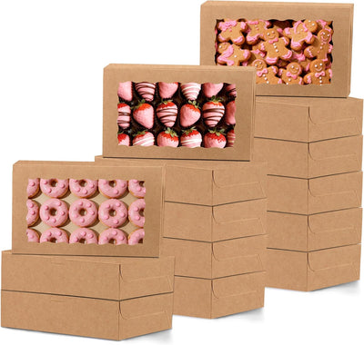 Caja de panadería marrón con ventana 12 x 8 pulgadas para galletas y horneados