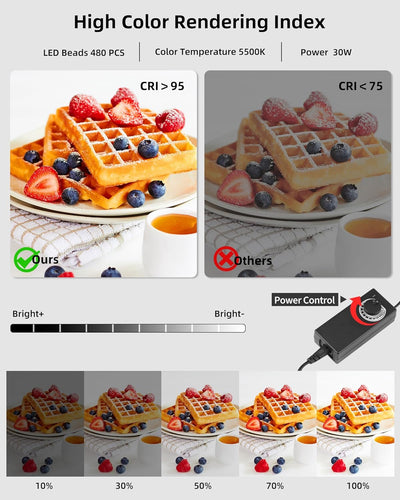 Caja luz suave portátil 16x16 con LED 480 y 4 fondos para joyería