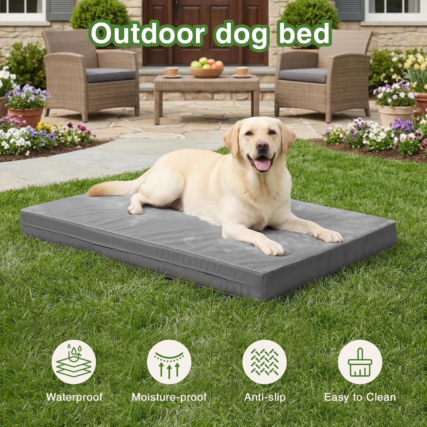 Cama XL para perros espuma 44x32 pulg antideslizante reversible