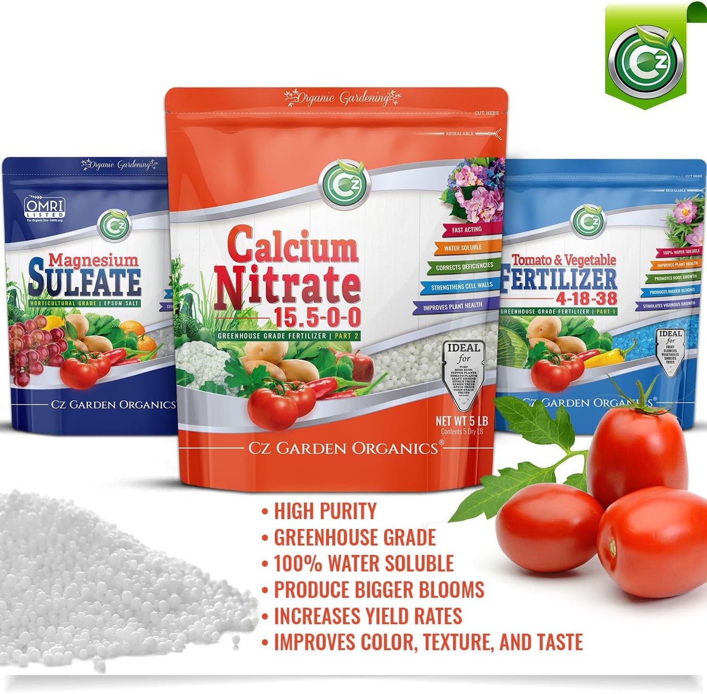 Fertilizante Nitrato Calcio 15.5-0-0 5lb para Hidroponía y Jardín