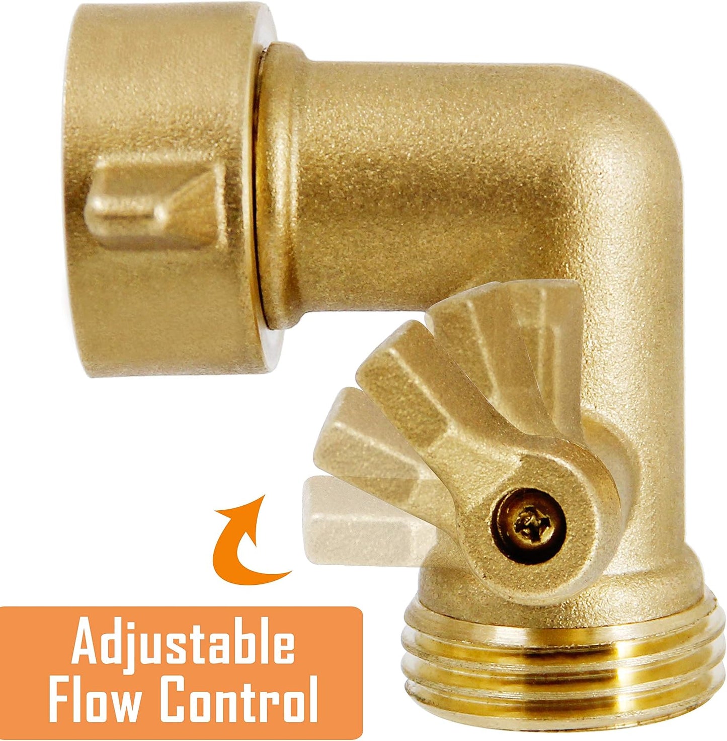 Conector codo manguera jardín latón 90 grados válvula cierre pack 2