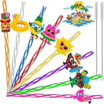 24 pajitas reutilizables coloridas para fiesta hawaiana Luau