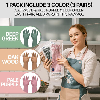 3 Pzas Guantes Goma Reutilizables Impermeables Cocina