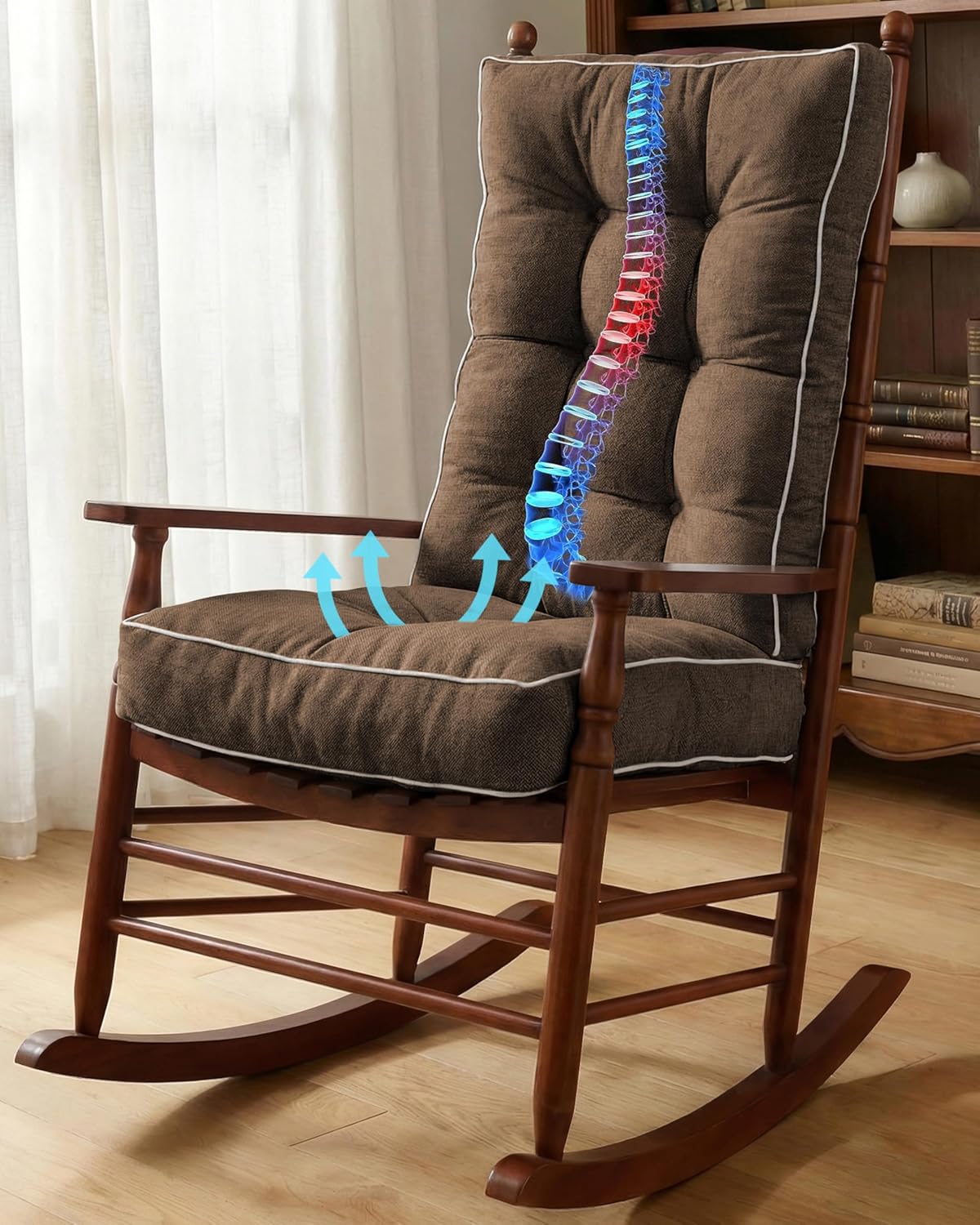 Cojines silla balancín con foam espuma 22x17x5 cm marrón oscuro