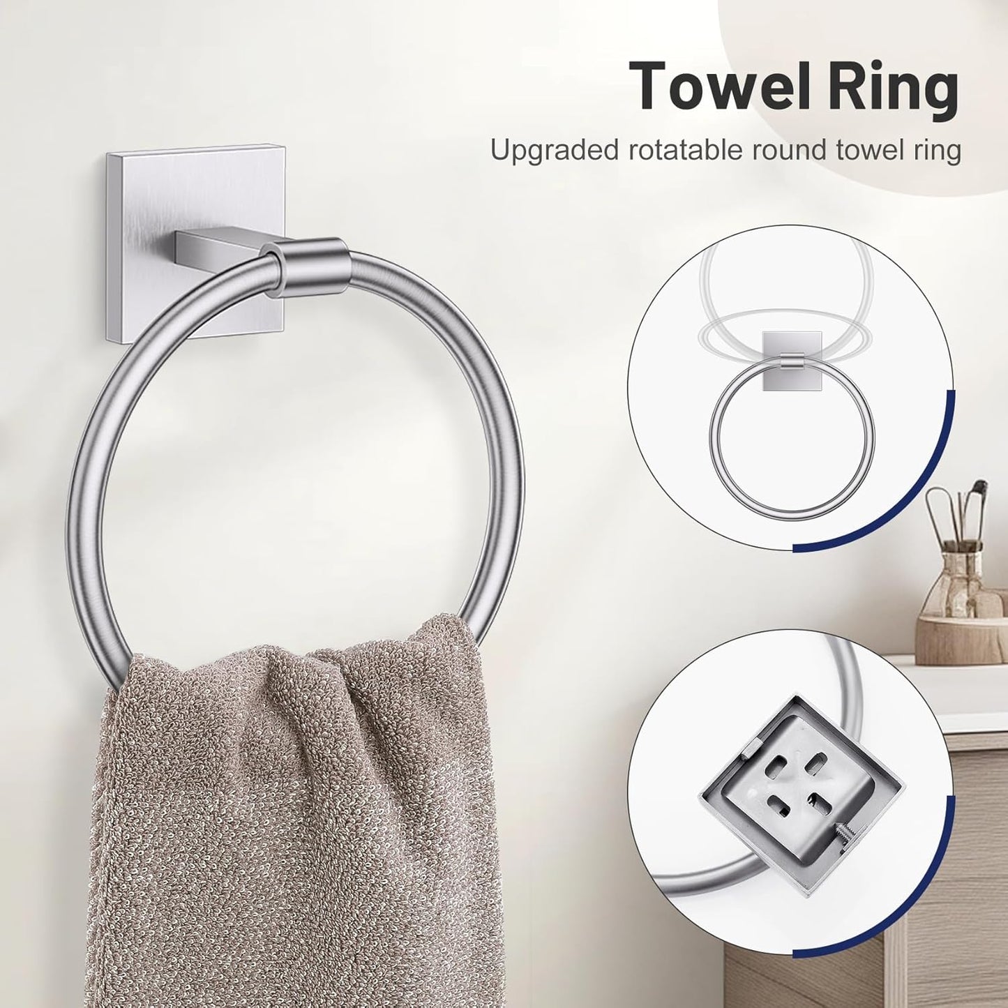 Set 5 Pzas Accesorios Baño Níquel Cepillado 23.6pulg