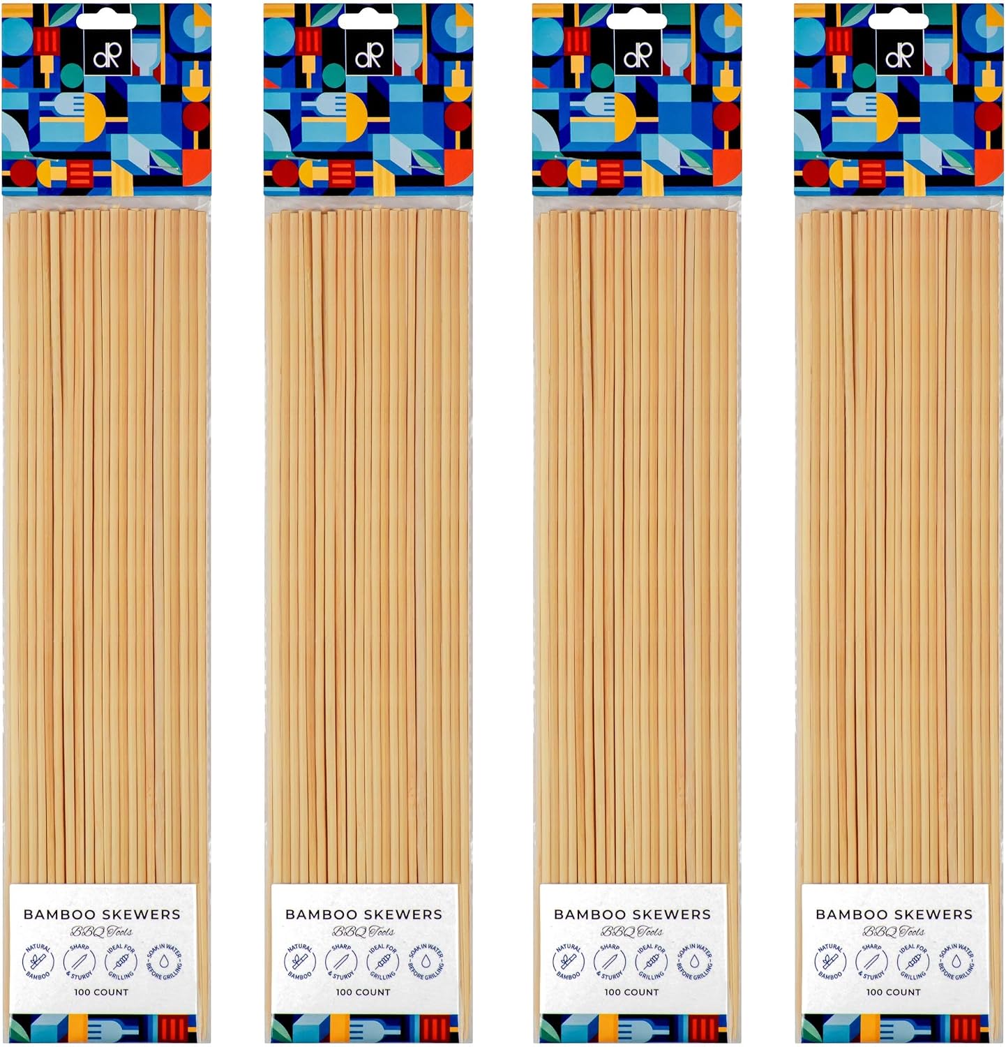 Pinchos bambú 12pulg 400uds para barbacoa parrilla fondue