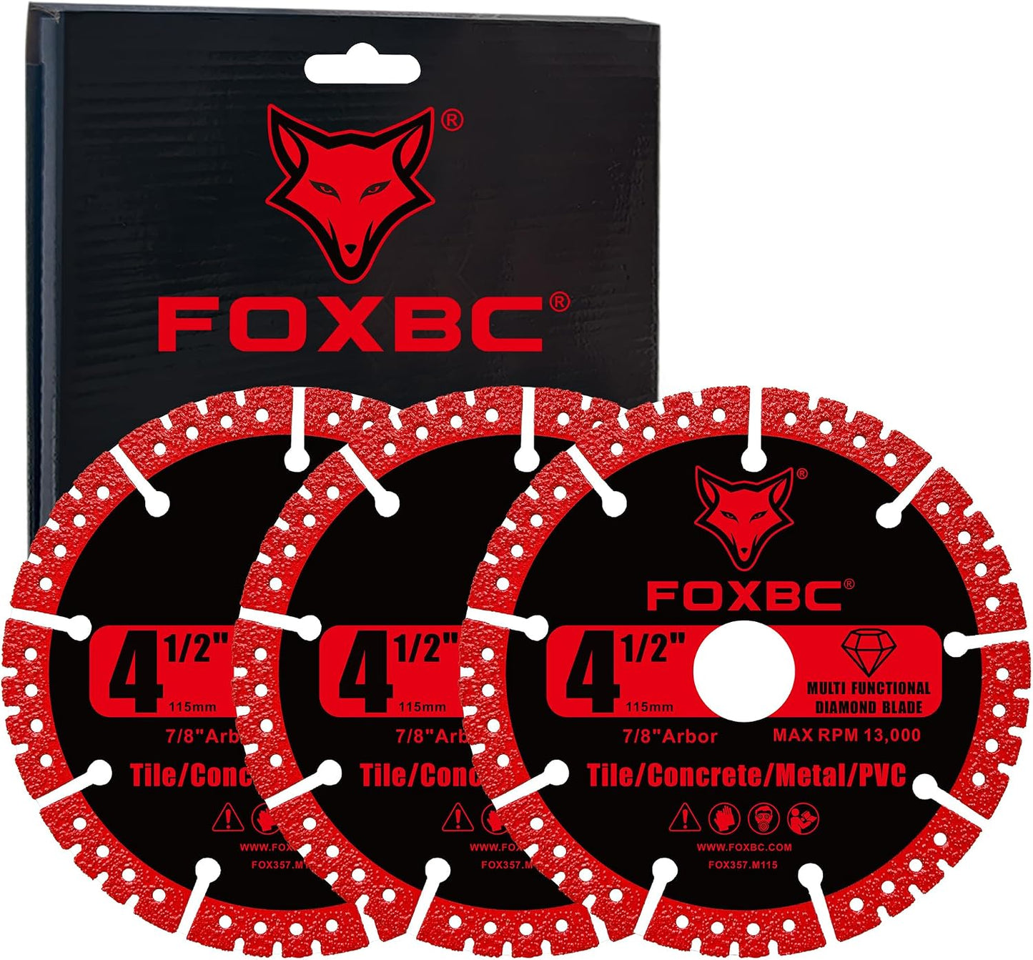 Hojas sierra diamante 4.5pulg para amoladora corte metal cerámica 3 pzas