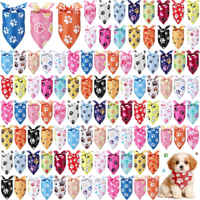 Set 100 pañuelos perro estampado patas suaves triángulos