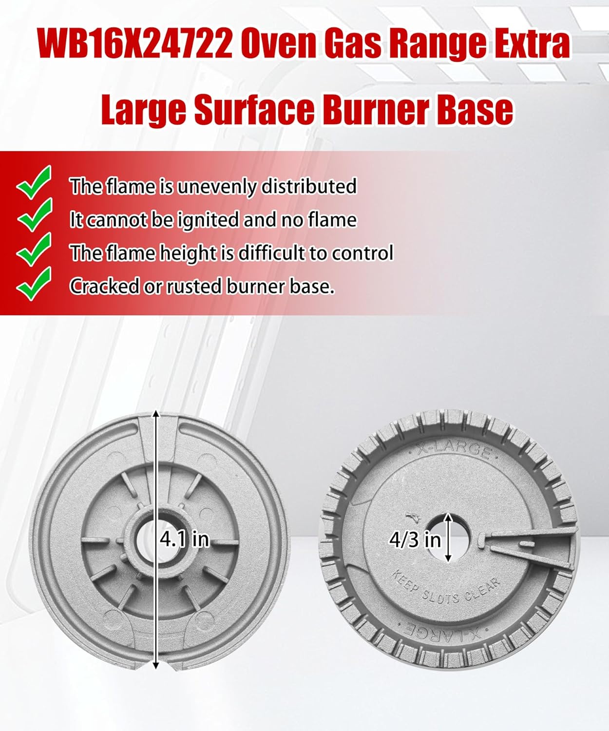 Kit base quemador superficie extra grande para horno GE