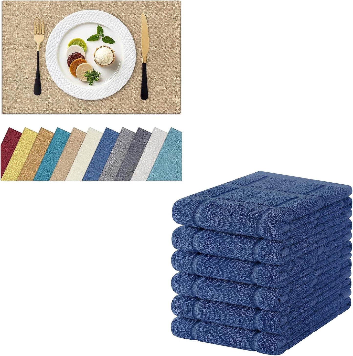 Set 8 Manteles Mesa Lino Resistente Calor