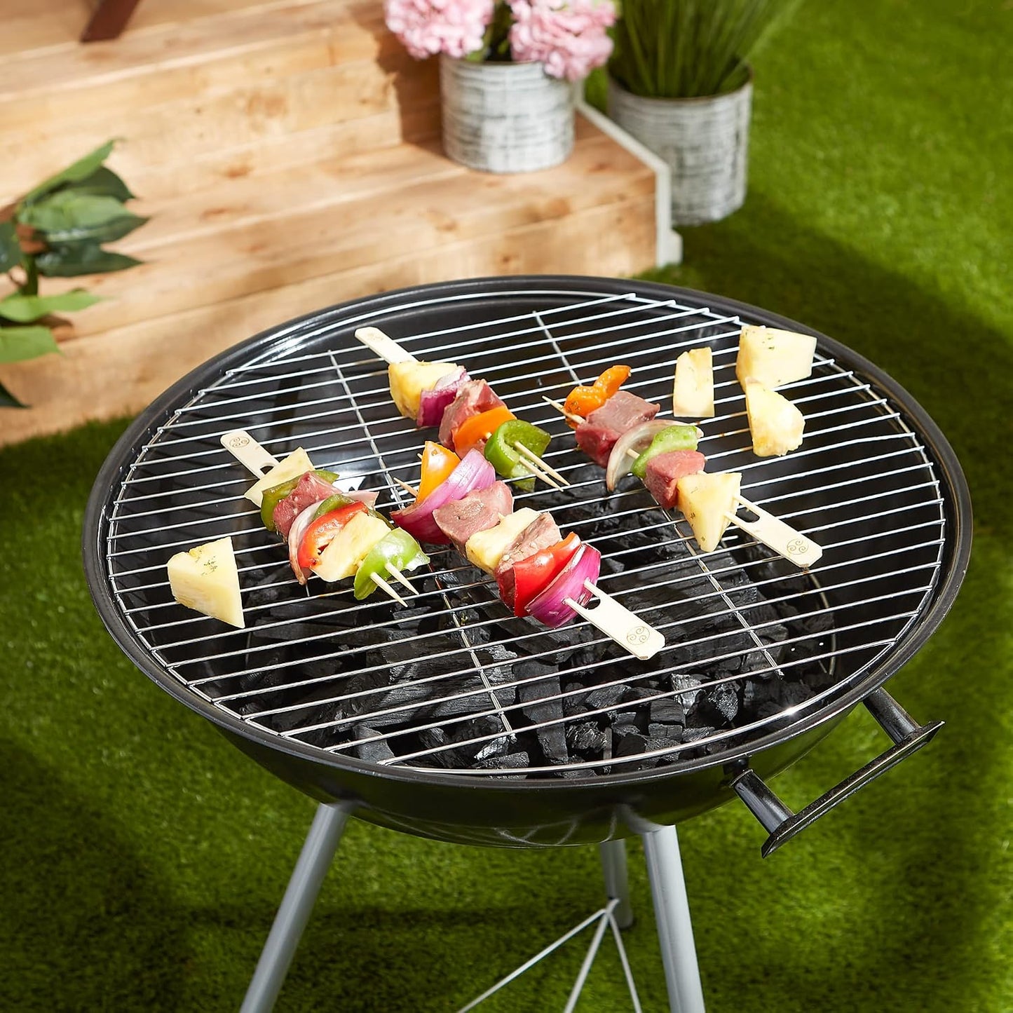 Pinchos bambú barbacoa doble redondo 25uds 9pulg