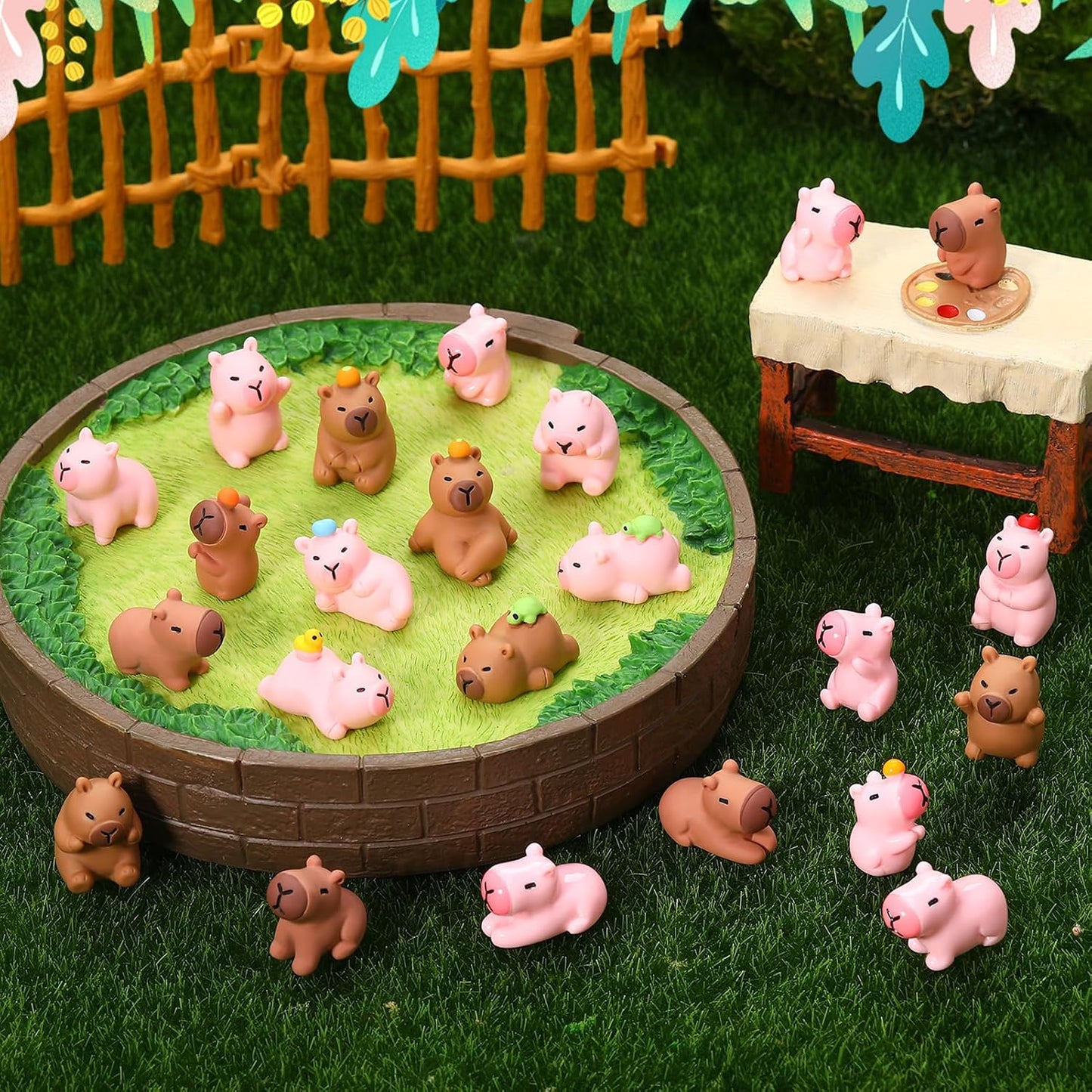 32 Pzas Mini Capybara Resina 16 Estilos Jardín Musgo