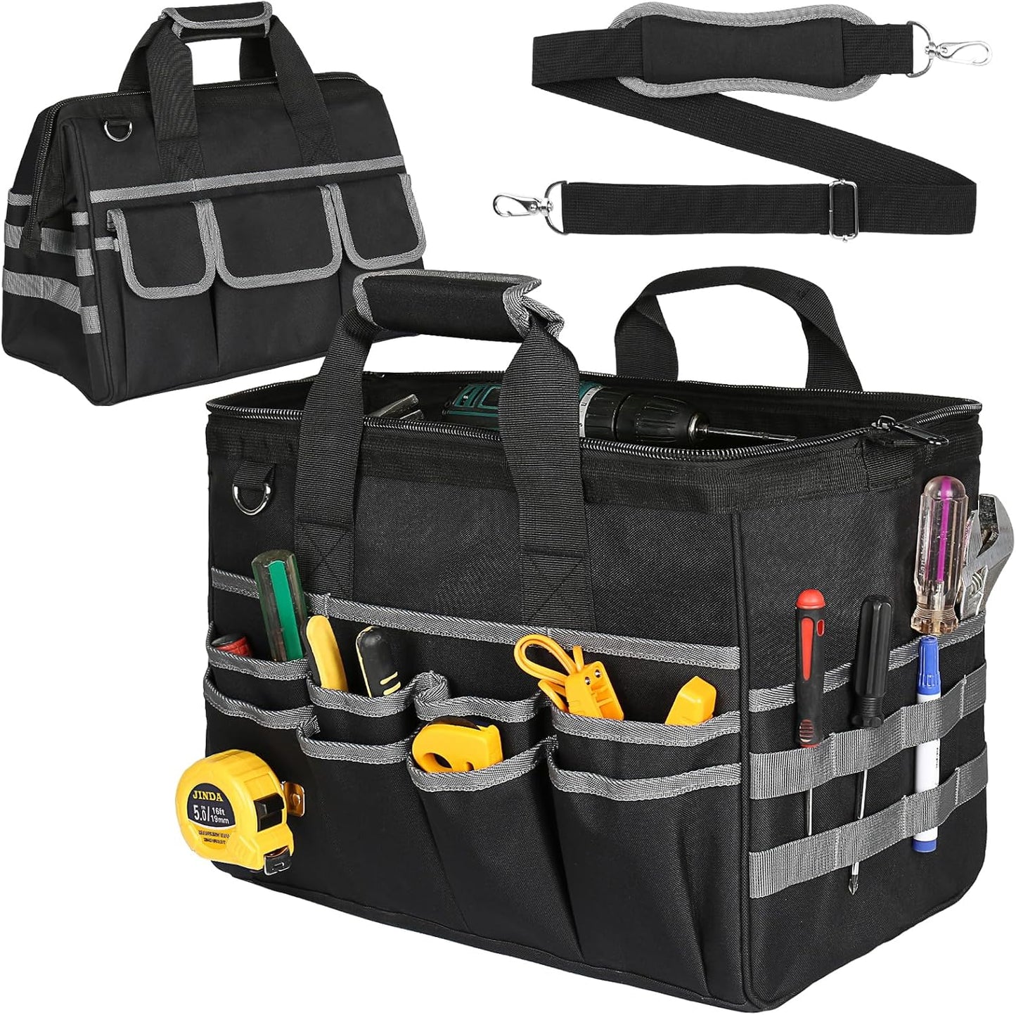 Bolsa herramientas 16.5pulg 29 bolsillos organizador portátil