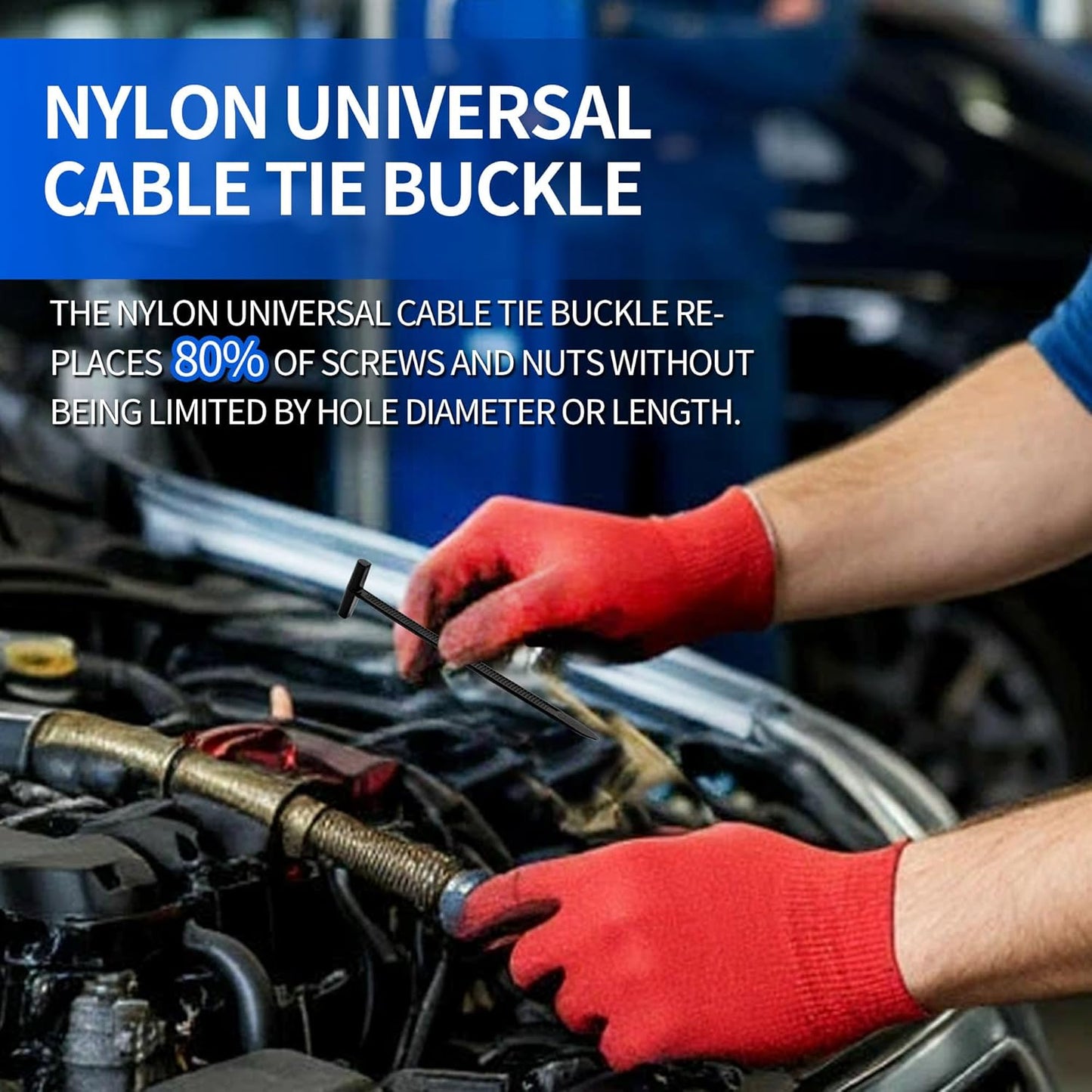 Hebilla universal nailon doble cara 120 pzas para automóvil