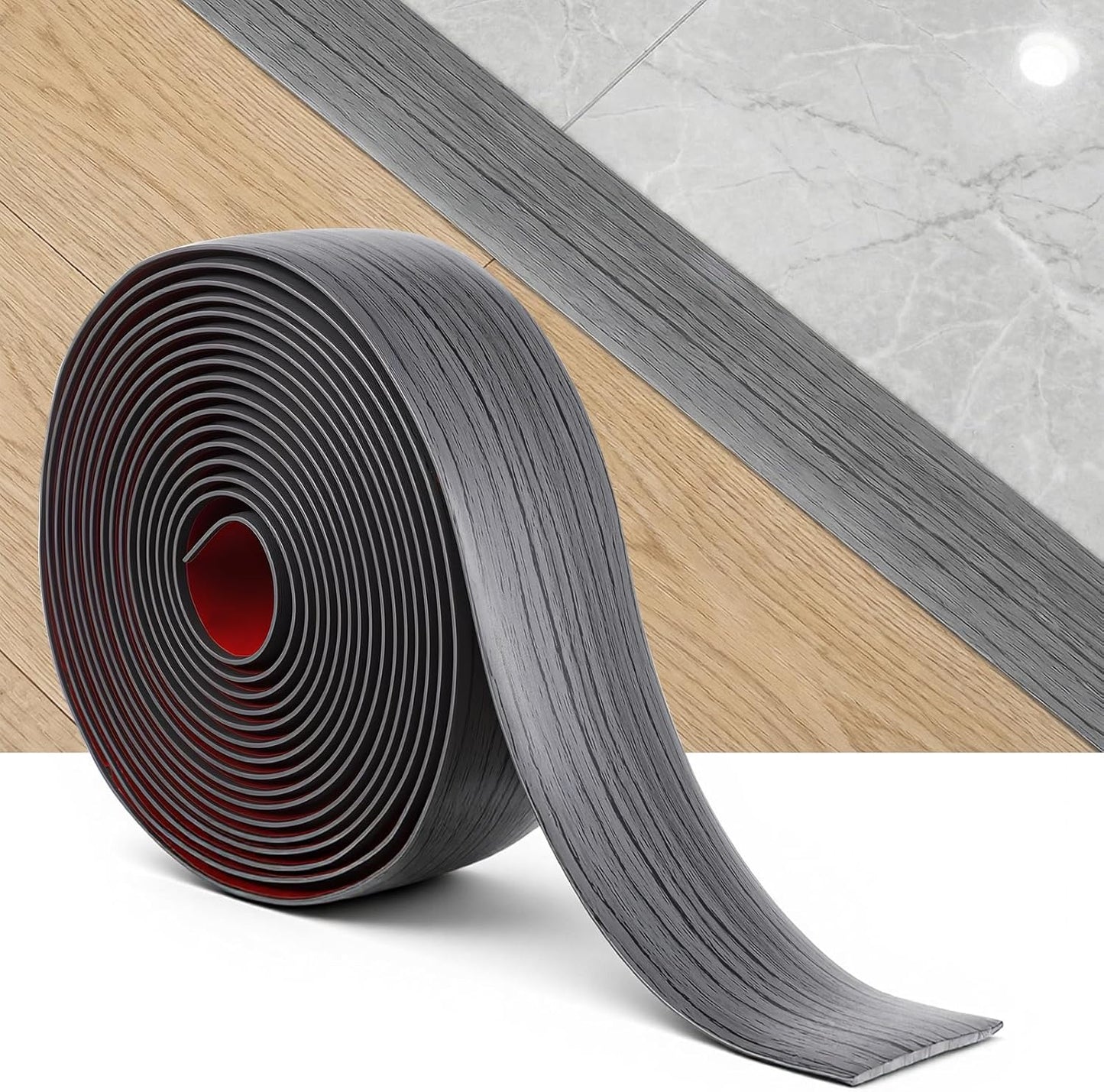Tira transición piso autoadhesiva PVC 16.4x2pulg diseño madera